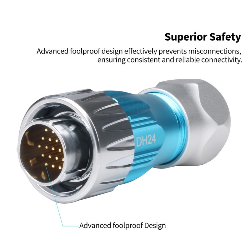 CNLINKO DH-24 24 PIN Industrial Waterproof Connectors, IP68 Circular Connector, Hard Metal Anti-Interference Shell, Quick Plug Aviation Connector, M24 Panel Mount Flange Socket (24-Pin) - Image 2